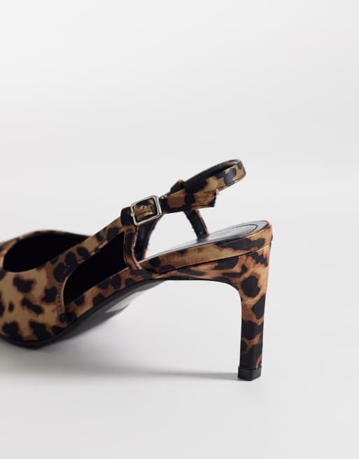 Public Desire Salsa sling back kitten heels in leopard, 4 of 4