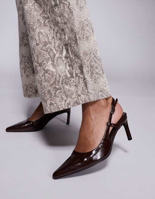 Public Desire Salsa slingback kitten heels in brown