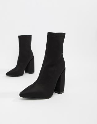sock boots with block heel