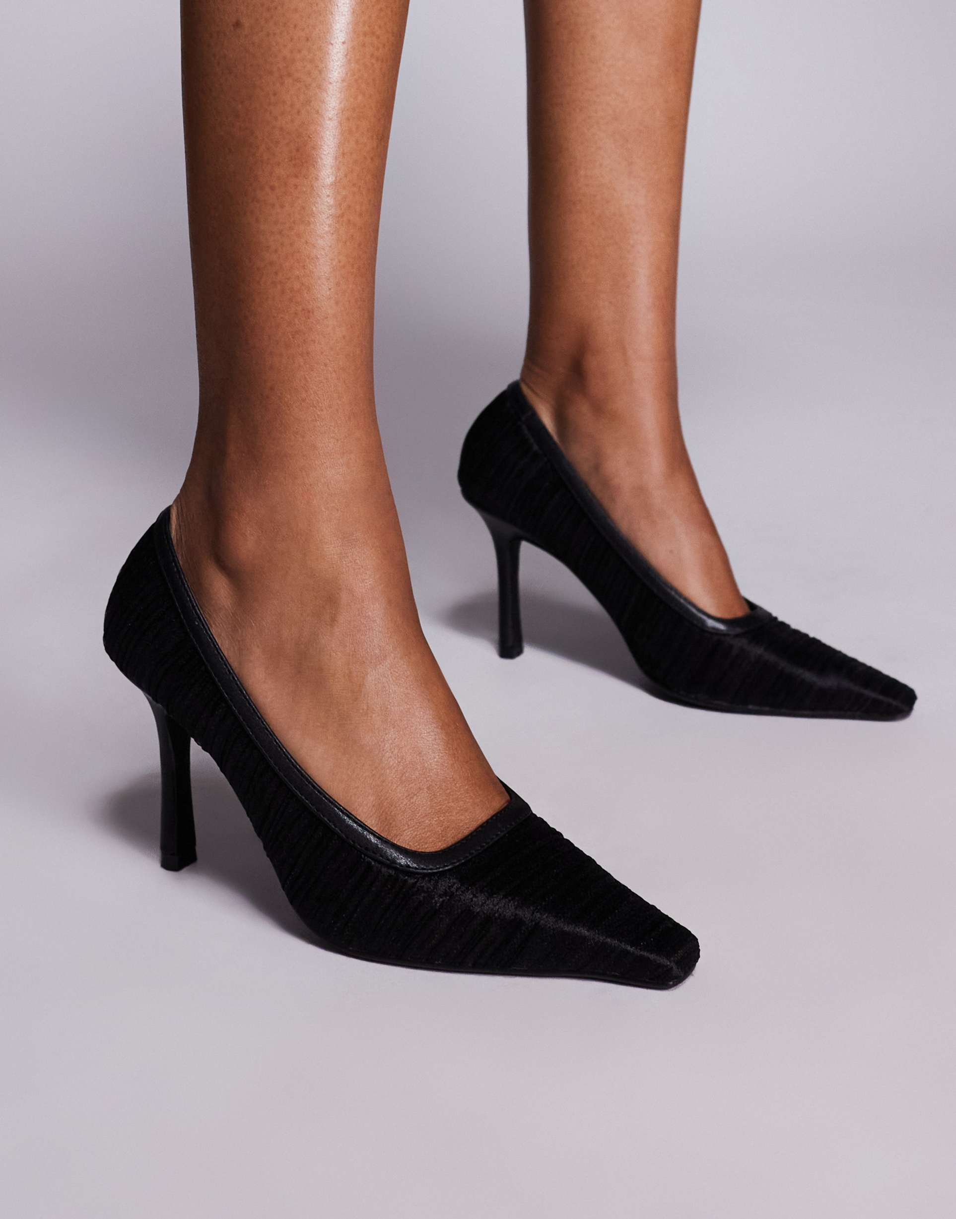 public desire salty ruched tulle pumps in black