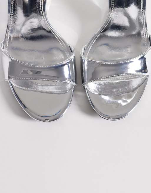 Public Desire - Sandalen met sleehak in zilver, 3 van 4