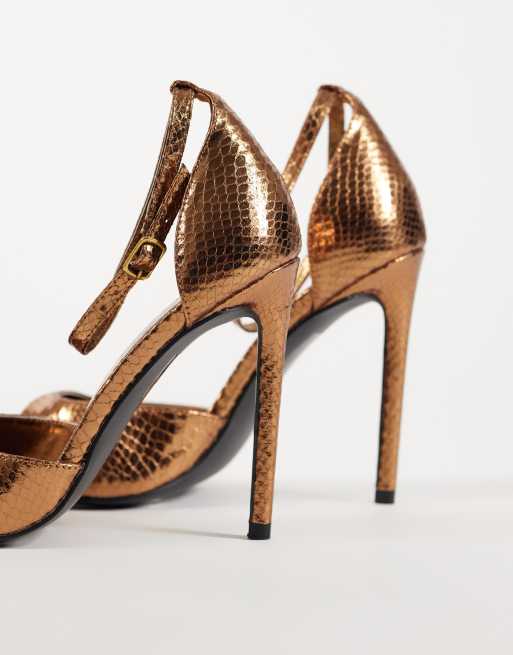 Public Desire sandales à talons coupe large dorées en bronze, 4 de 4