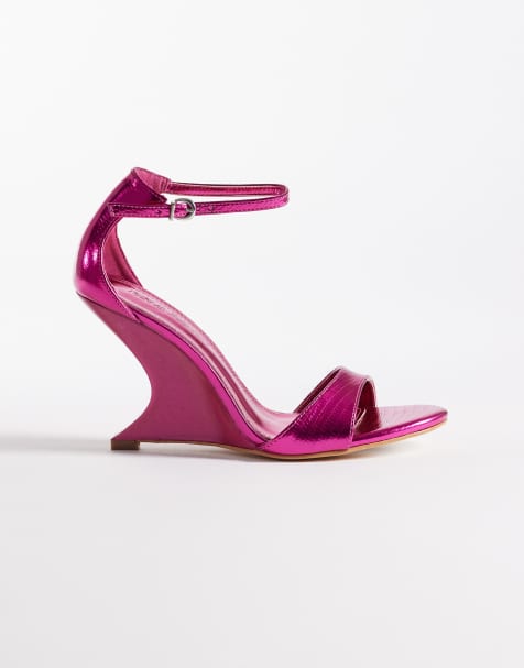 Public Desire - Sandali con tacco a zeppa rosa - view 1