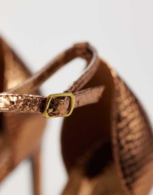 Public Desire sandalias de tacón de corte ancho Gilded en bronce, 3 de 4
