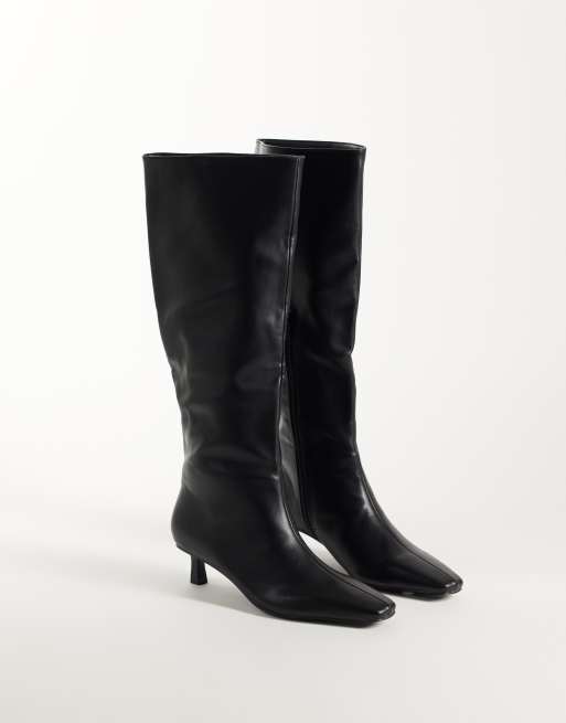 Public Desire Sandra kitten heel knee boots in black, 2 of 4