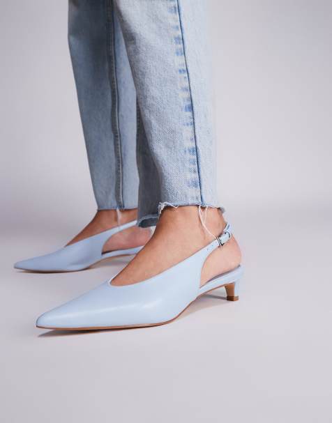 Public Desire Saskia slingback kitten heel shoes in baby blue - view 1