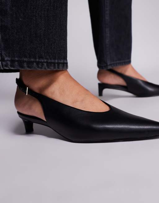 Public Desire Saskia slingback kitten heel shoes in black
