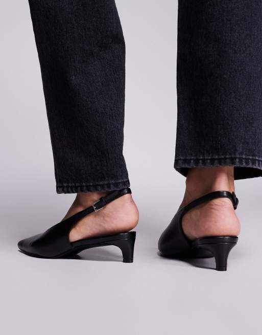 Public Desire Saskia slingback kitten heel shoes in black