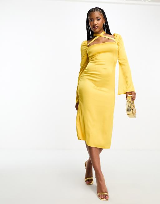 Midi mustard hot sale dress