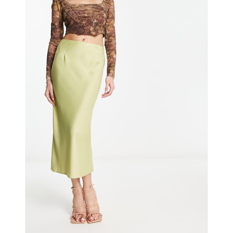 Satin Bias Midi Slip Skirt