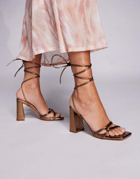 Public Desire - Schiffer - Sandalen met blokhak in brons - view 1