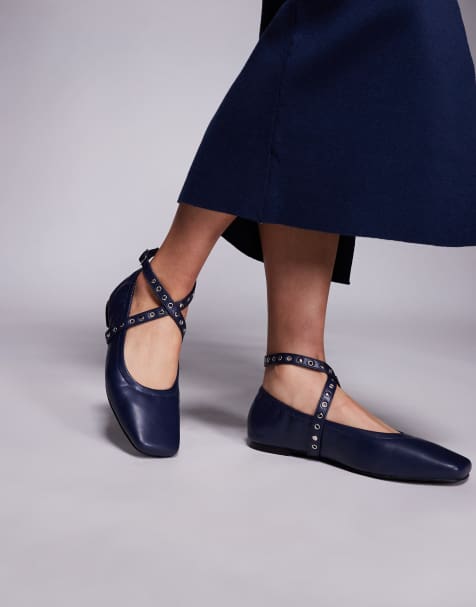 Public Desire Scotty ballet flats in navy - view 1