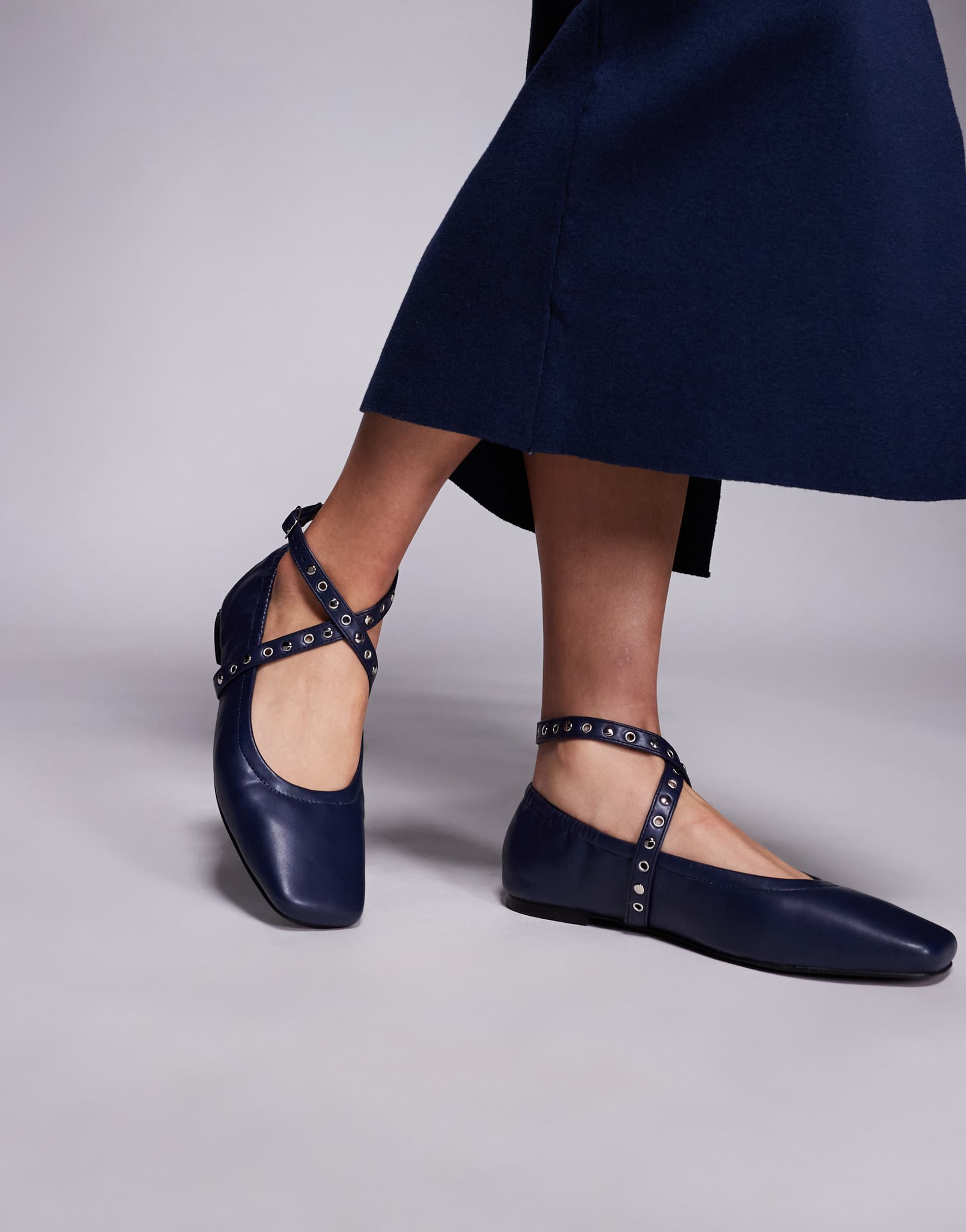 public desire scotty ballet flats in navy