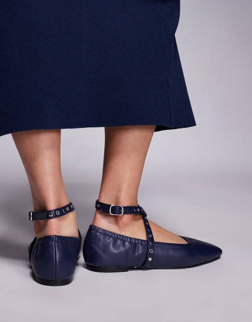 Public Desire Scotty ballet flats in navy