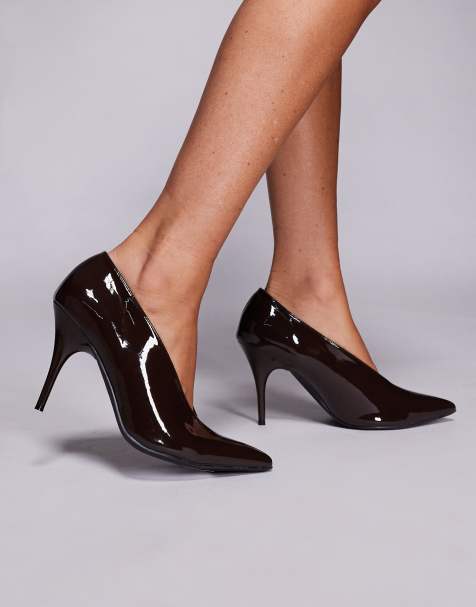 Public Desire Sedona pointed court shoes in brown - view 1