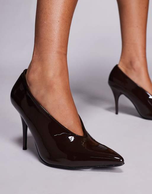 Public Desire Sedona pointed court shoes in brown, 4 of 4