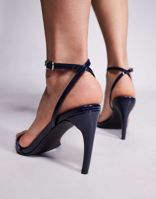 Talon Bleu Marine Sandales Femme Talon Moyen Public Desire Selene