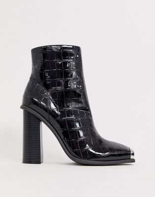 public desire black croc effect platform boots