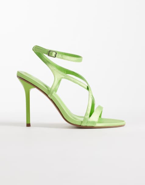 Public Desire Sheer heeled sandals in green satin - view 1