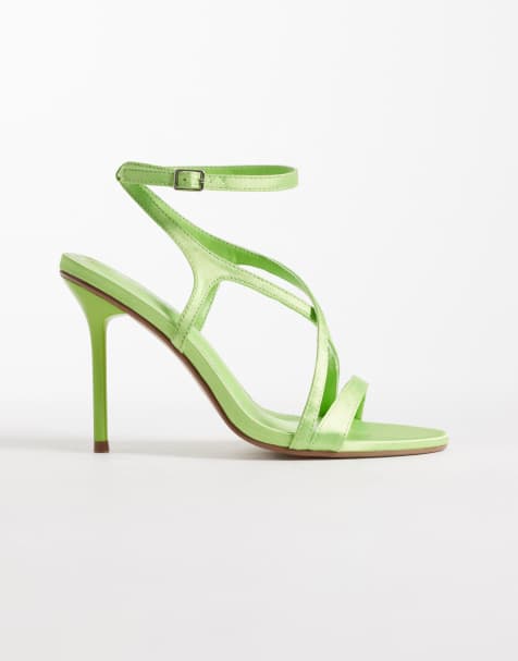 Public Desire – Sheer – Satin-Sandaletten in Grün mit Absatz - view 1