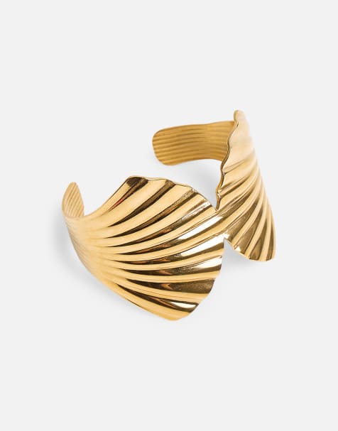 Public Desire Shell adjustable cuff in gold - view 1