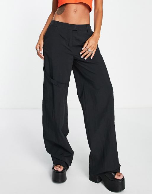Public Desire shell cargo utility pants in black