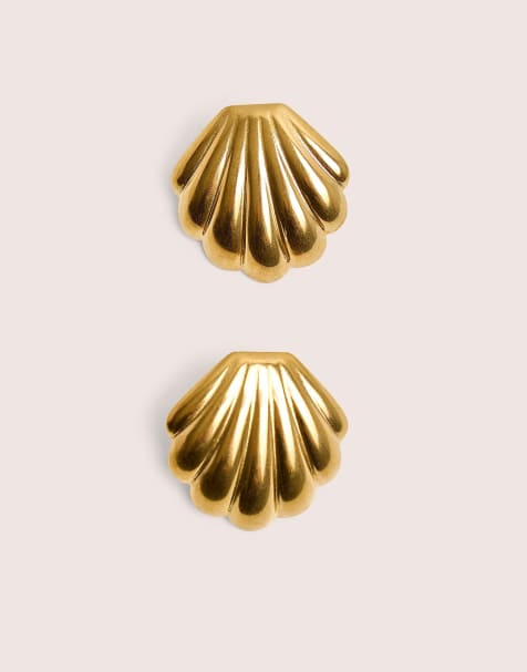Public Desire Shell detail earrings in gold - view 1