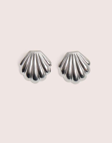 Public Desire Shell detail earrings in silver - view 1