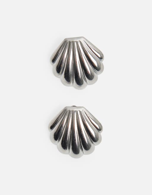 Public Desire Shell detail earrings in silver, 2 of 3