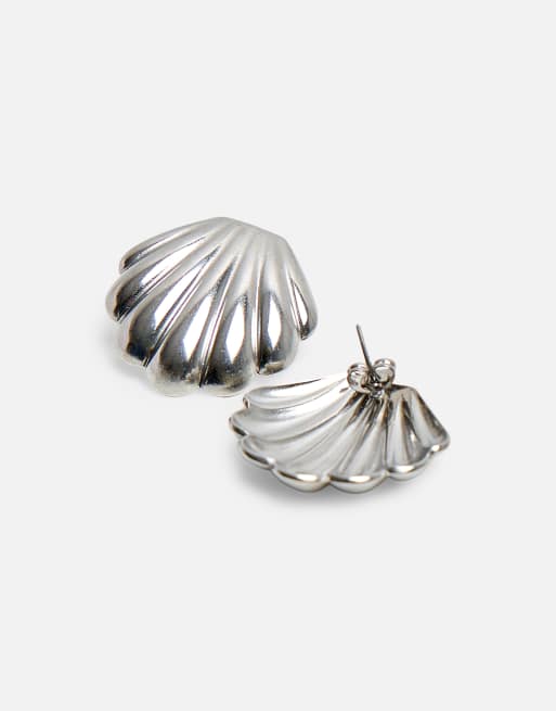 Public Desire Shell detail earrings in silver, 3 of 3