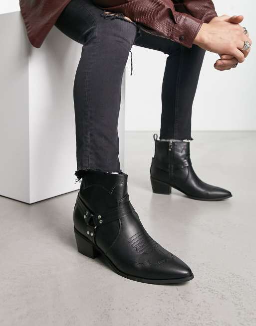 Public Desire - Sheriff - Stivaletti western neri con dettagli in metallo