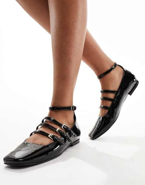 Public Desire - Sherry - Ballerines style babies à lanières - Noir verni - view 1