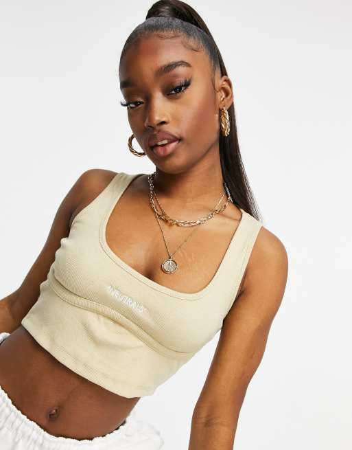 Public Desire shrunken structured top in co-ord in beige