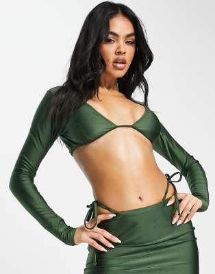 Public Desire slinky bustier top in cyprus green