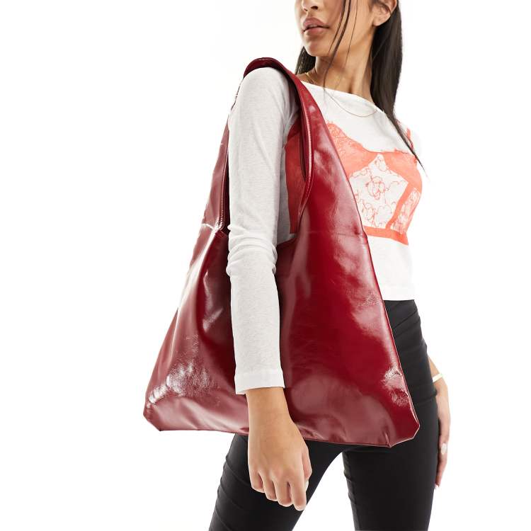 Public Desire slouchy shoulder tote bag in cherry red