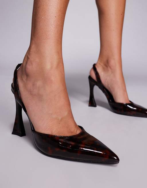 Public Desire Slow Burn curved heel shoes in tortoise