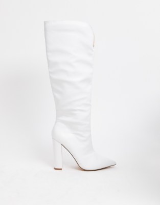 all white knee high boots