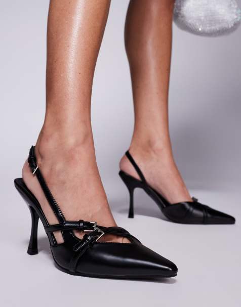 Public Desire - Smooch - Scarpe nere con tacchetto a spillo, listini e cinturino sul retro - view 1