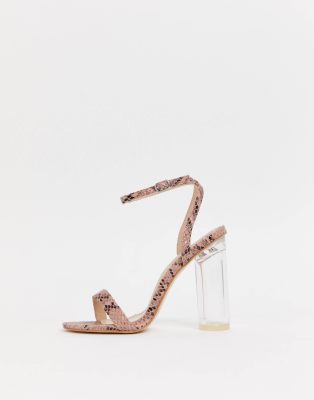 snakeskin barely there heels