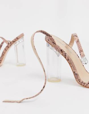 snakeskin barely there heels