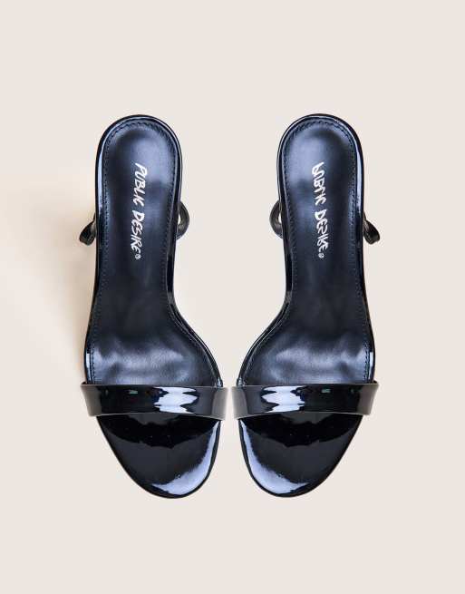 Public Desire Soho patent barely there strappy stiletto heels in black patent, 2 of 4