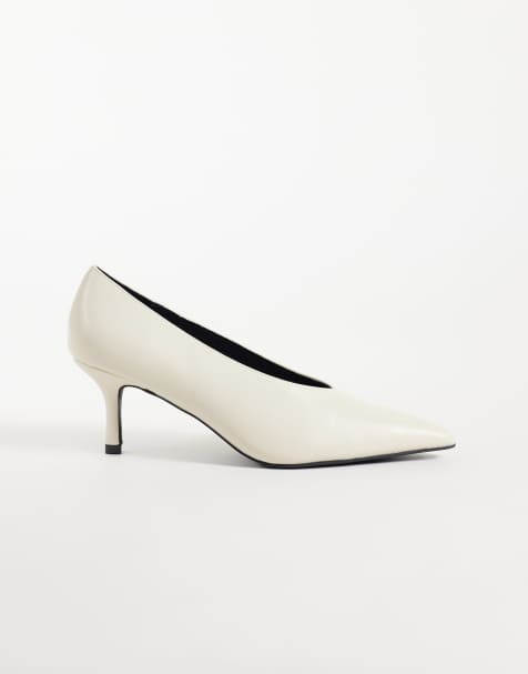 Public Desire Solaire heeled court shoes in off white - view 1