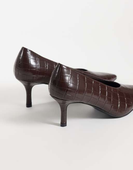 Public Desire Solaire heeled pumps in brown croc, 4 of 4