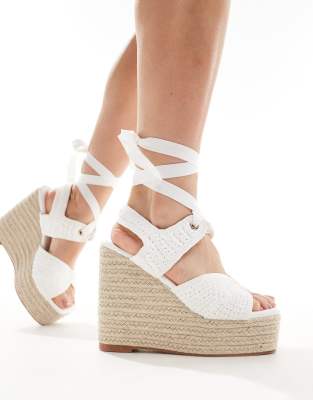 Public Desire Solstice Heeled Espadrilles With Woven Straps In White