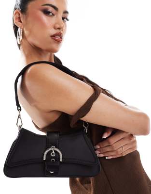 Sonja top handle grab bag with jewel buckle in black