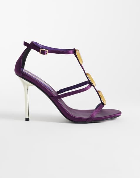 Public Desire Sorela heeled sandals with jewel detail in purple - view 1