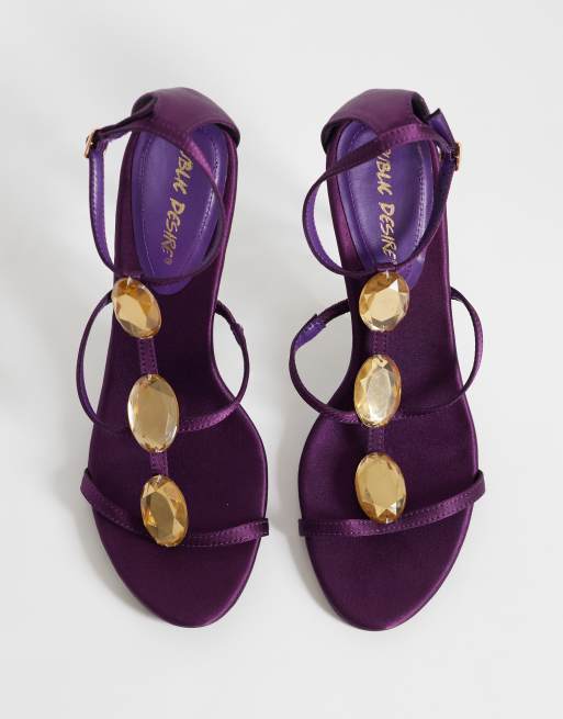 Public Desire - Sorela - Sandalias moradas de tacón con detalle de gemas, 2 de 4