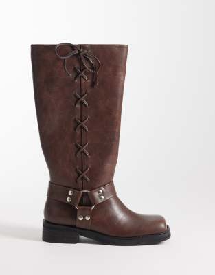 Public Desire - Soulful - Bottes hauteur genou avec harnais - Marron-Brown