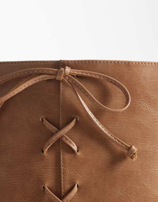Public Desire Soulful harness knee boots in taupe, 2 of 4