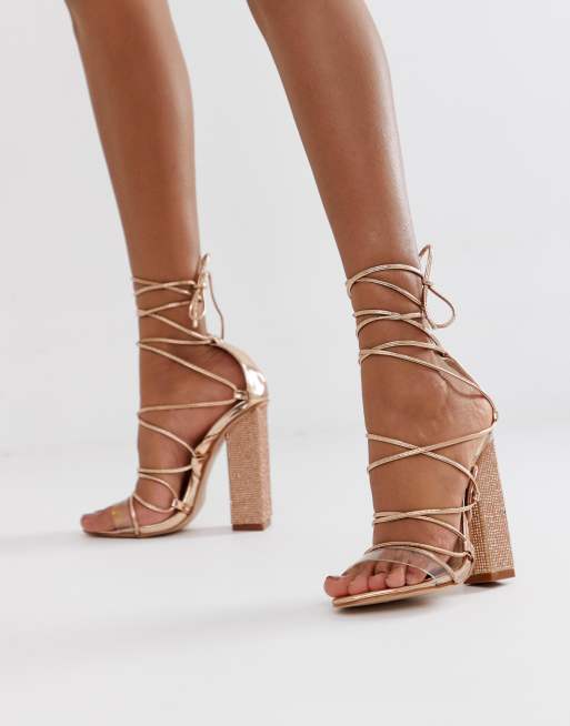 Rose gold lace sales up heels